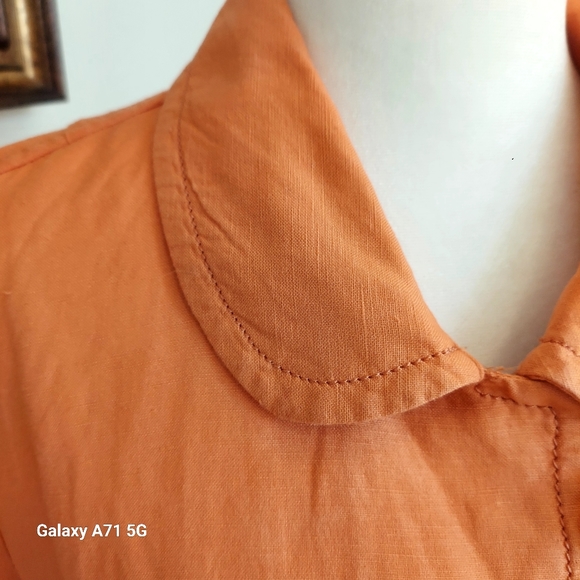 Vintage Larry Levine Orange Linen Blend Cropped 3/4 Sleeve Jacket Sz M - Picture 13 of 17
